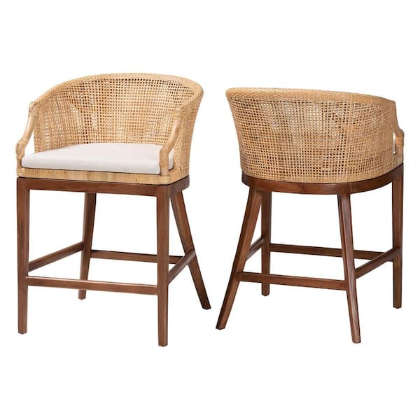 bali & pari Lumajang 23.6 in. Light Honey Rattan and Wood Counter Stool (Set of 2)