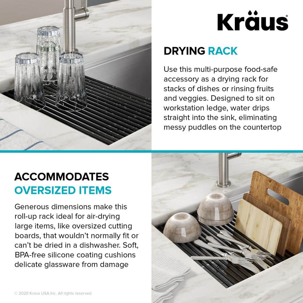 Dark Grey Foldable Stainless Steel Over-Sink Dish Rack