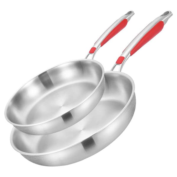 Tri-Ply Stainless Steel Nonstick Saute Pan Set, Induction Compatible with Lid, Dishwasher Safe, 2 Pack