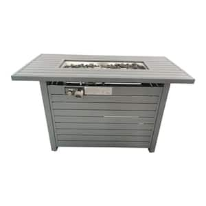 50,000 BTU 42 in. Rectangle Steel Outdoor Propane Gas Fire Pit Table in Gray with Lid