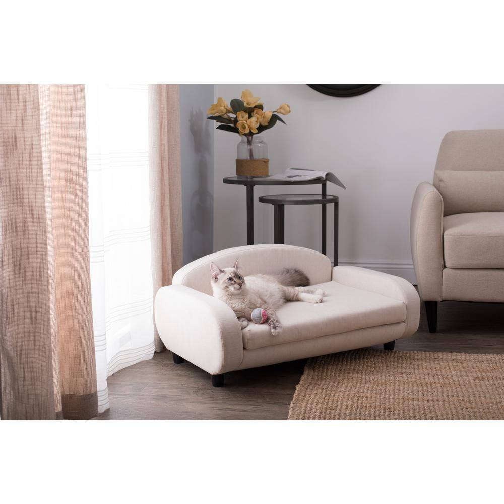 Oatmeal Elevated Small Pet Sofa with Removable Cover
