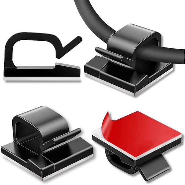 Yichuhaoxi Adhesive Cable Organizer Cord Holder Clips for Wire Management in Office Home Car Black 100 Pcs
