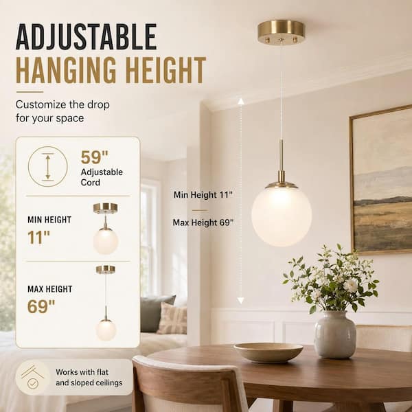 Zevni 4.7 in. 1-Light Modern Mini Globe Pendant Light with Frosted