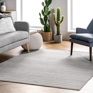 Reese Striped Gray 6 ft. x 9 ft. Wool Indoor Area Rug