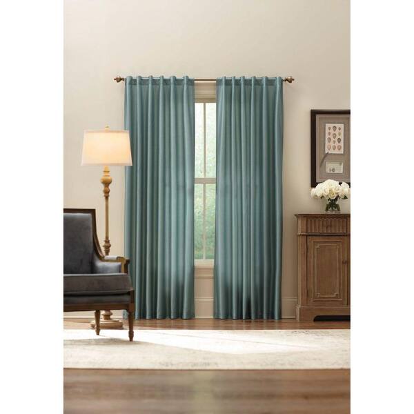 Home Decorators Collection Sheer Aqua Faux Silk Lined Back Tab Curtain - 52 in. W x 84 in. L