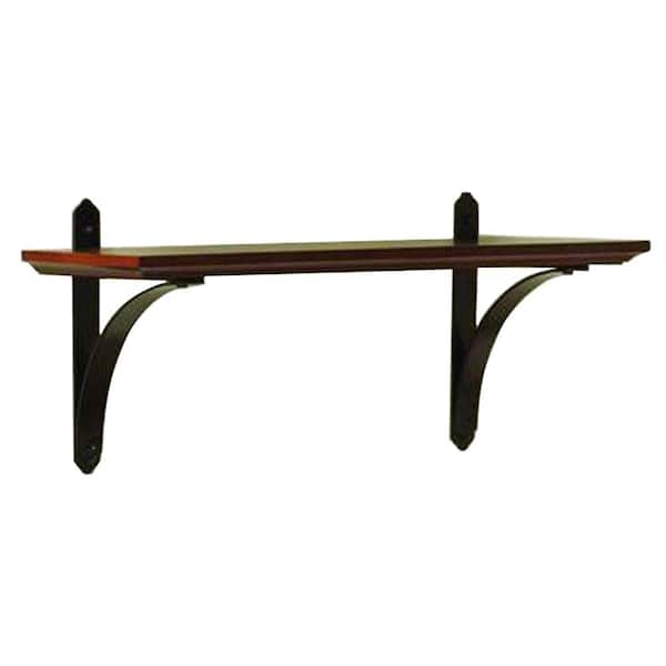Home Decorators Collection 23.7 in. W x 23.75 in. L Chestnut Industrial Chic Strap Metal Bracket Shelf