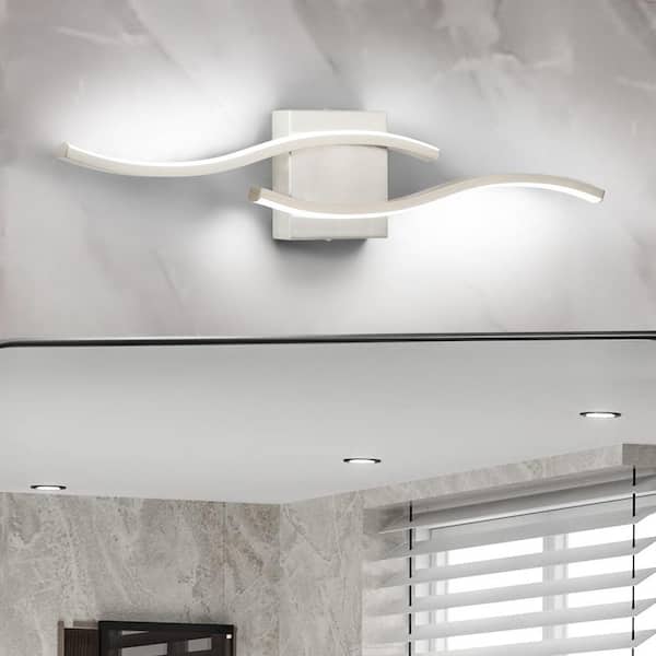 Jerico 23.6 in. 2-Light 6000K Integrated LED Brushed Nickel Modern Vanity Light with Spiral Design