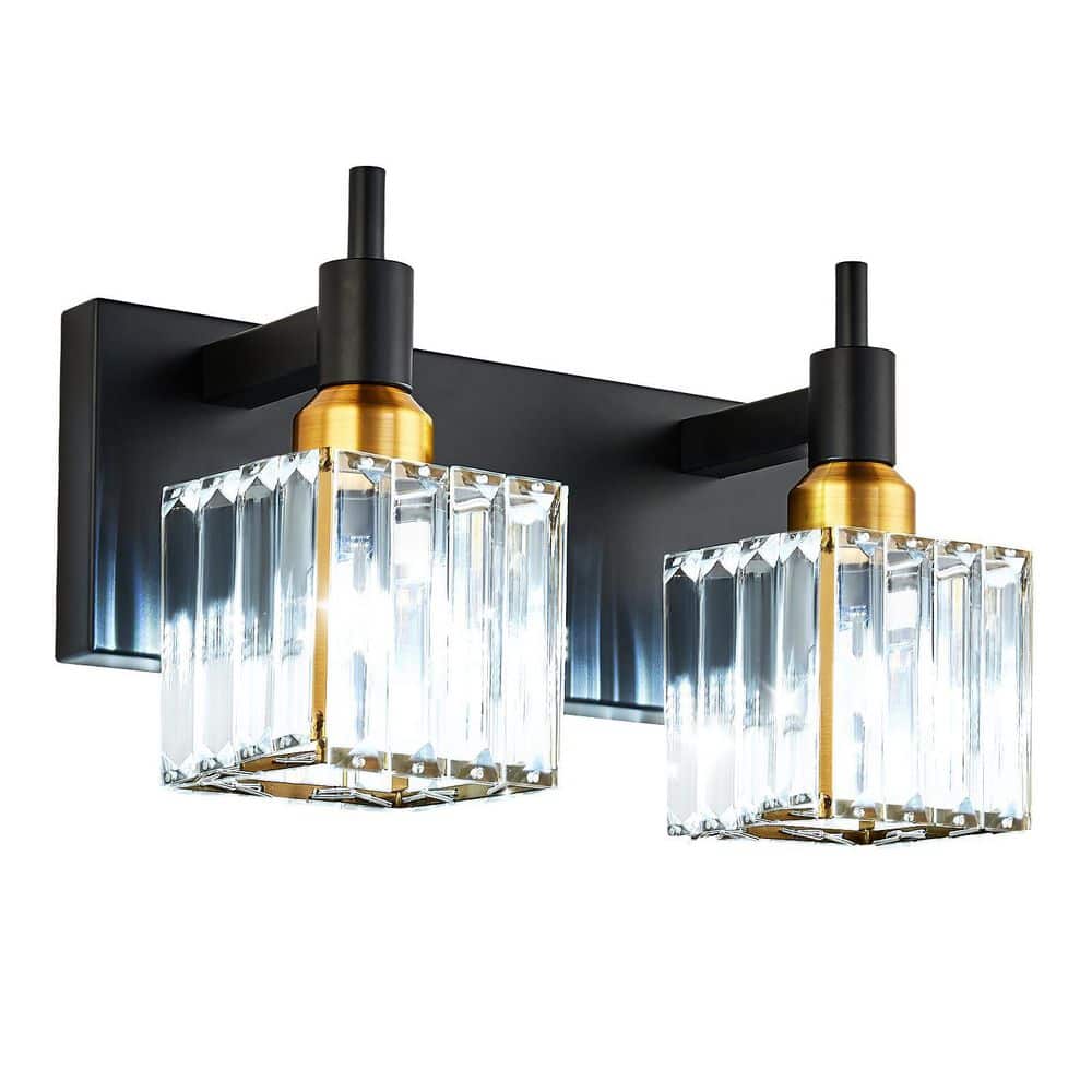 EDISLIVE Orillia 11.8 in. 2Light Modern Black Gold Bathroom Vanity