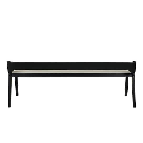 Benjara 59.5 in. Black and Cream Backless Bedroom Bench with