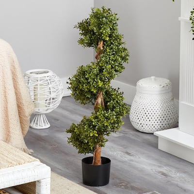 33 in. Artificial Boxwood Topiary Spiral Tree (Indoor/Outdoor)