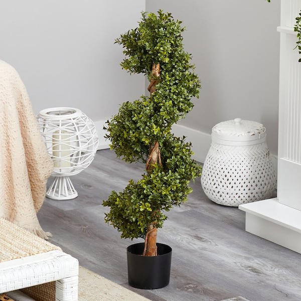 Nearly Natural 33 in. Artificial Boxwood Topiary Spiral Tree (Indoor/Outdoor)