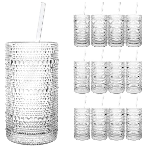 Upgraded Large Capacity 16 oz. Hobnail Glasses Drinking Set Heavy Vintage Glassware for Sipping Your Drinks (Set of 12)