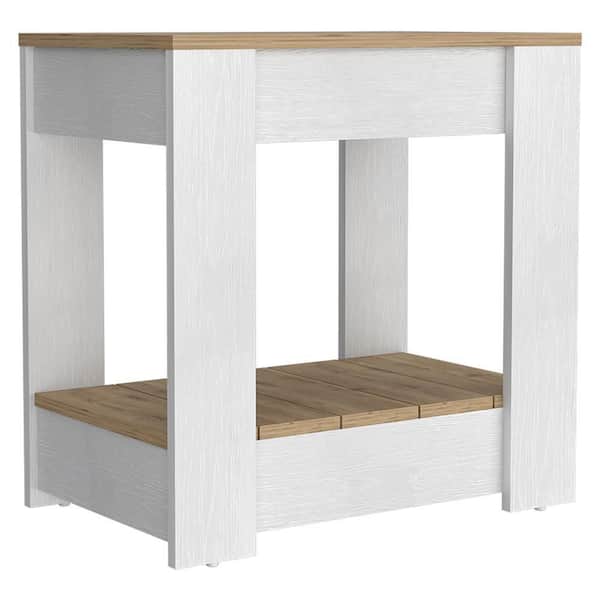 RST BRANDS Lindon 22in. White and Golden Oak Rectangle Wood Side Table