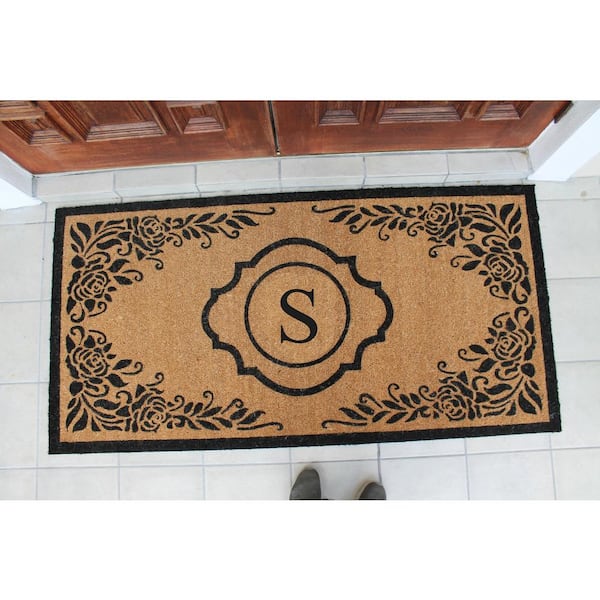 A1HC Natural Coir Monogrammed Door Mat for Front Door, 24x48, Heavy Duty  Welcome Doormat, Anti-Shed Treated Durable Doormat for Outdoor Entrance,  Low Profile, Long Lasting Front Porch Entry Rug 