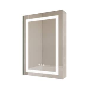 20 in. W x 26 in. H Rectangular Aluminum Surface/Recessed Mount Medicine Cabinet with Mirror and Lights