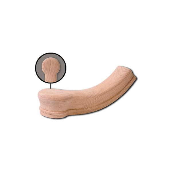 HOUSE OF FORGINGS Red Oak Start Easing with Cap - 6010 Wood Staircase Handrail Fitting for Stair Remodel