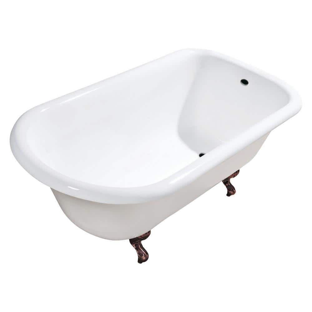 Aqua Eden 54 in. x 30 in. Cast Iron Clawfoot Soaking Bathtub in White/Oil Rubbed Bronze price history on PriceWatchPro