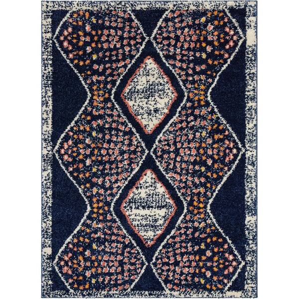 Well Woven Gigi Sansa Moroccan Ethnic Shag Blue 7 ft. 10 in. x 9 ft. 10 in. Area Rug