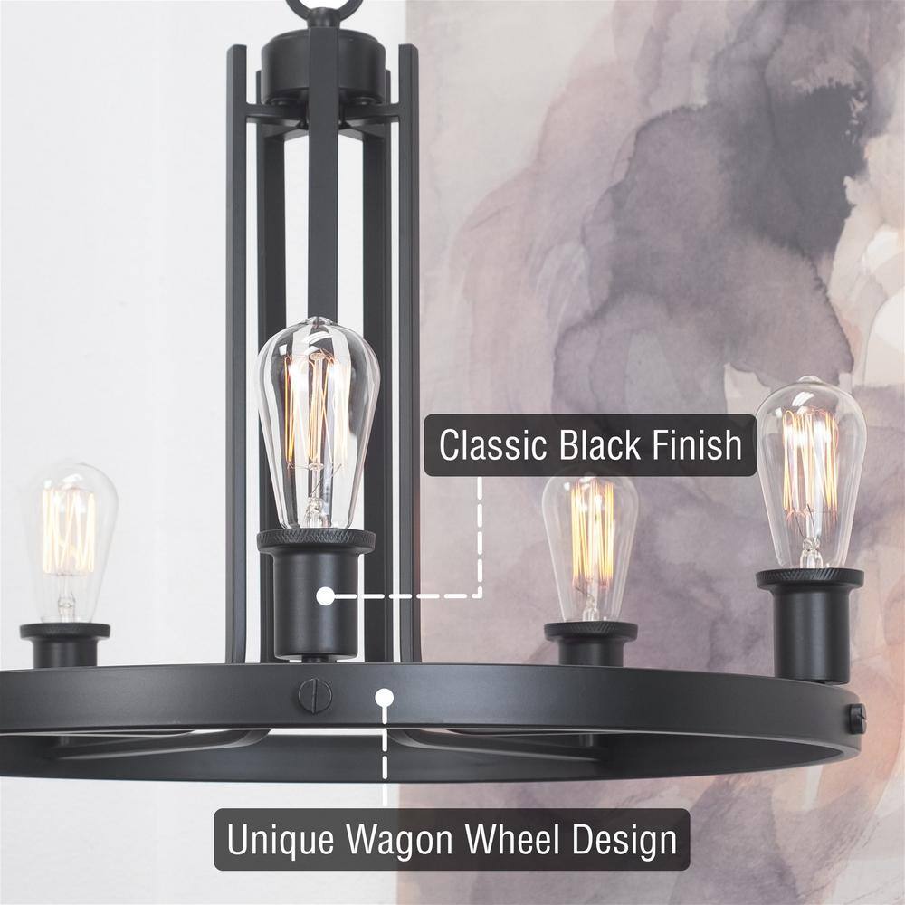 Bishop 23" Black Painted Metal Modern Farmhouse Chandelier