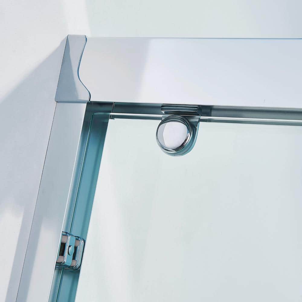 60" Chrome Frameless Double Sliding Shower Door with Clear Glass