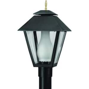 Black Colonial Style 1-Light Black Post Mount Walkway Light with 4000K ENERGY STAR LED Lamp Fits 3 in. Dia Posts