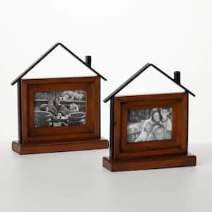 11 in. And 10 in. Modern Wood House Picture Frame Set of 2