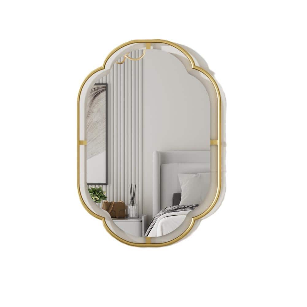 19 in. W x 27 in. H Irregular Scalloped Iron Framed Wall Bathroom Vanity Mirror in Gold price history on PriceWatchPro