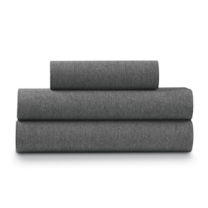 3-Piece Grey Heather Jersey Knit Twin XL Size Sheet Set