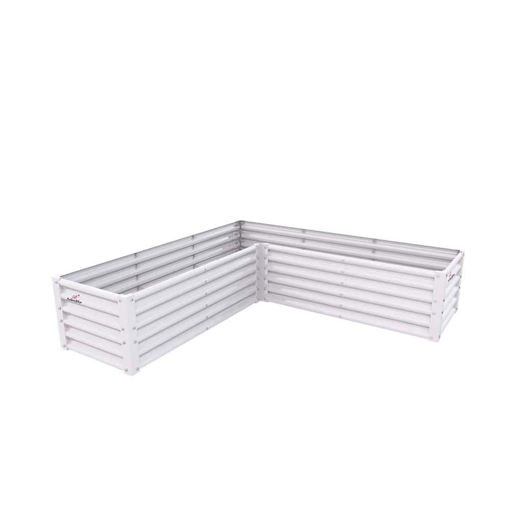 Antique White Metal L-Shaped Galvanized Outdoor Raised Garden Beds, Planter Box for Planting Vegetables Flowers Herb price history on PriceWatchPro