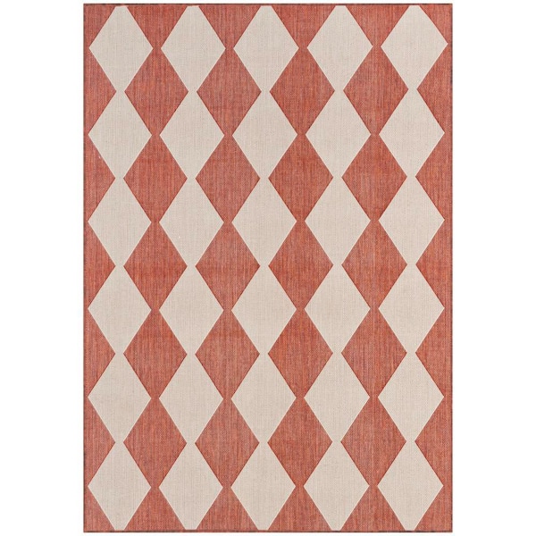 Nourison Positano Terracotta 4 ft. x 6 ft. Diamond Contemporary Area Rug