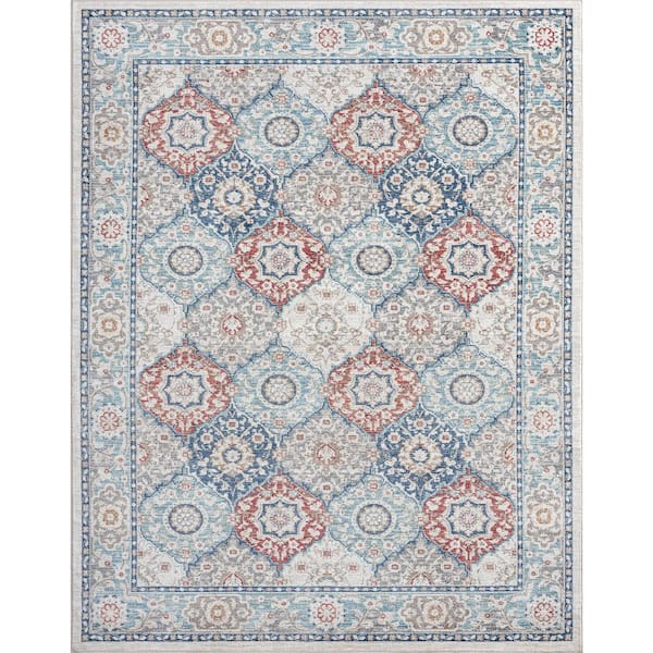 Tayse Rugs Garden Oriental Gray 5 ft. x 8 ft. Indoor Area Rug
