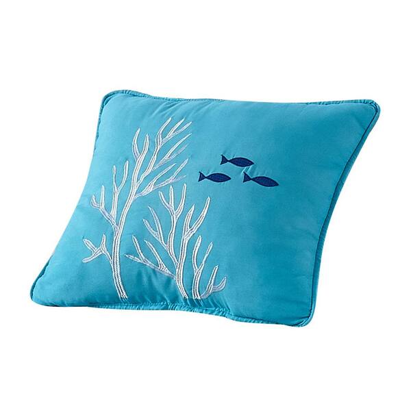 Harper Lane Blue "Coral Reef" Coastal Microfiber 16 in. W x 12 in. L Decorative Throw Pillow