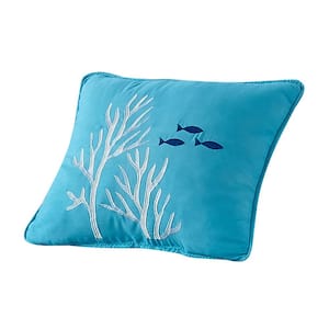 Blue Coral 17 in. L x 17 in. W Polyester Throw Pillow