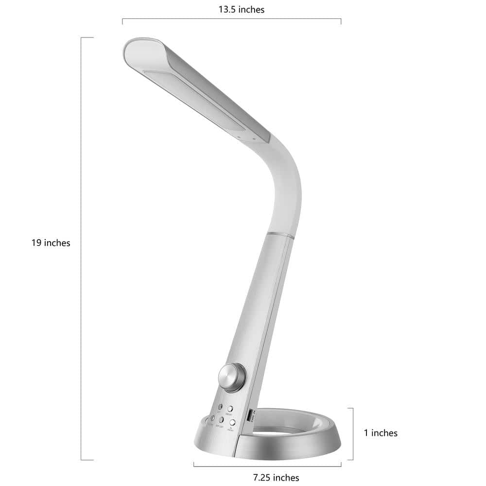 Milton 19" Silver Aluminum Adjustable LED Task Lamp with USB