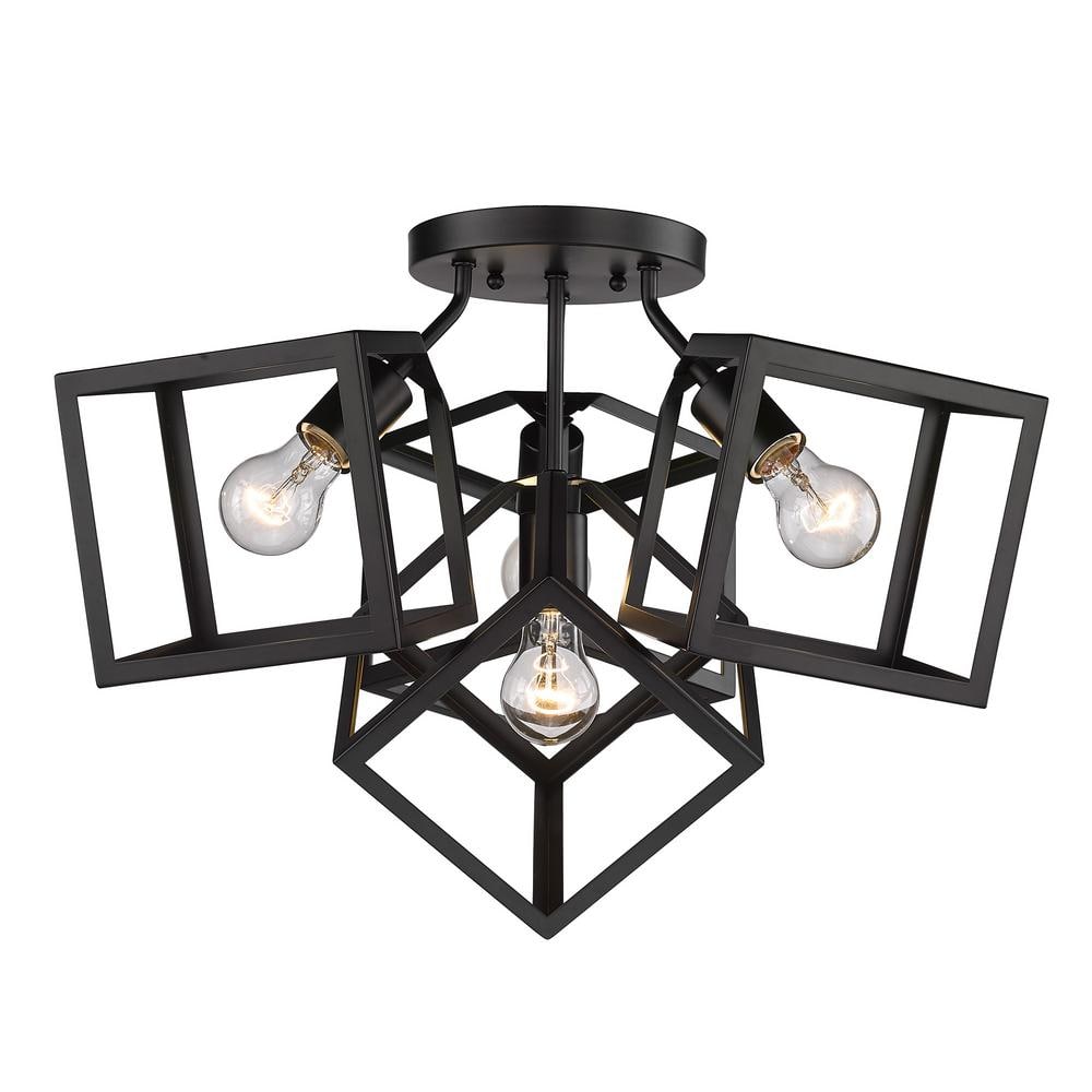 Cassio Matte Black Geometric 4-Light Semi-Flush Mount
