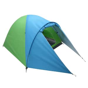 Pop-up Blue and Green 4-Person Camping Tent