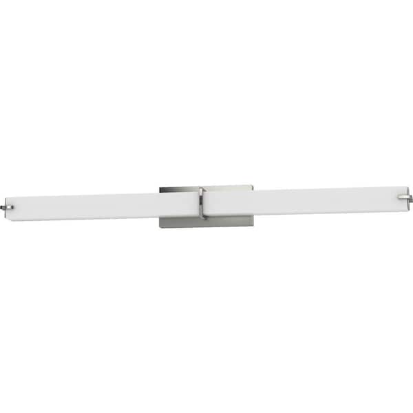 Volume Lighting 1-Light Brushed Nickel Integrated LED Vanity Light Bar with White Acrylic Shades
