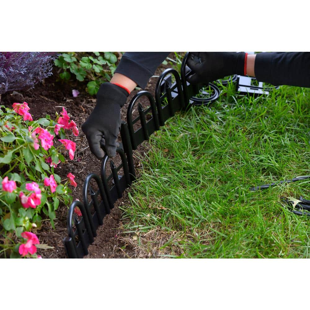 15-Foot Black Plastic Wrought Iron-Look No-Dig Landscape Edging Kit
