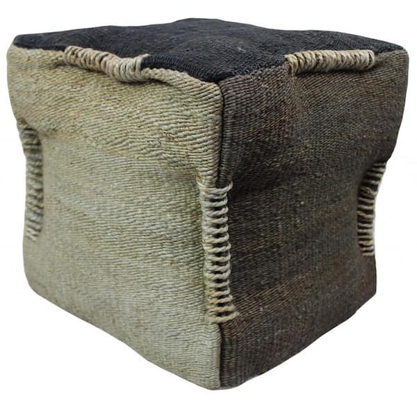 Black and Taupe Fabric Specialty Cube Ottoman