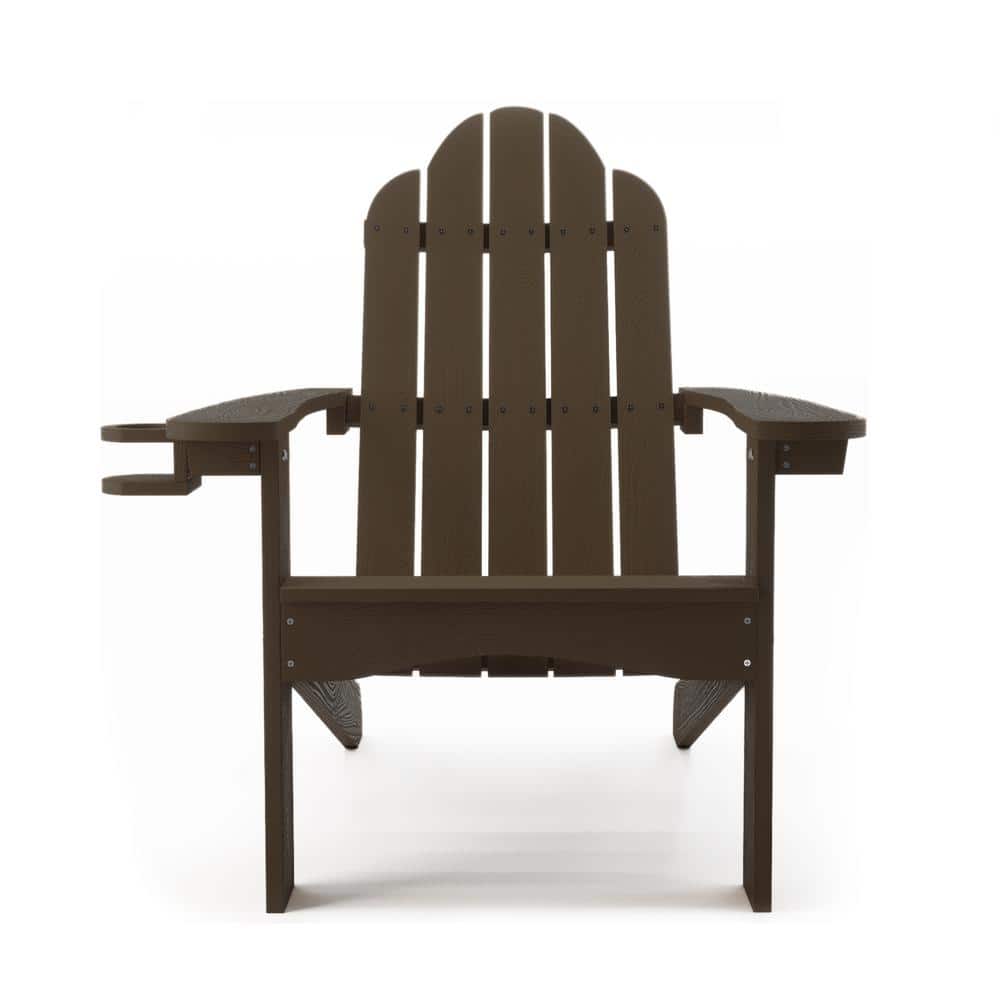 Classic Plastic All-Weather Weather Resistant With Cup Holder Outdoor Patio Adirondack Chair in Coffee Brown price history on PriceWatchPro