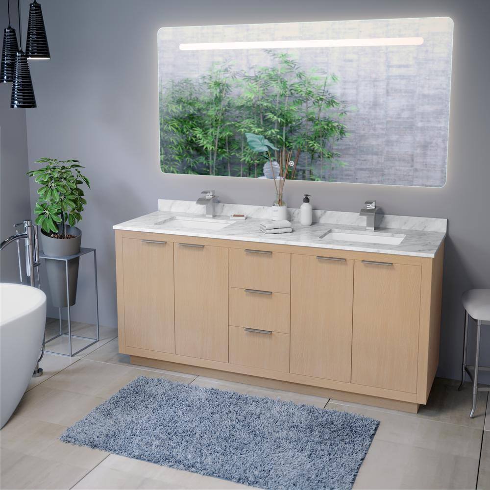 ARPELLA Florence 70 in. W x 36 in. H Large Rectangular Frameless LED ...
