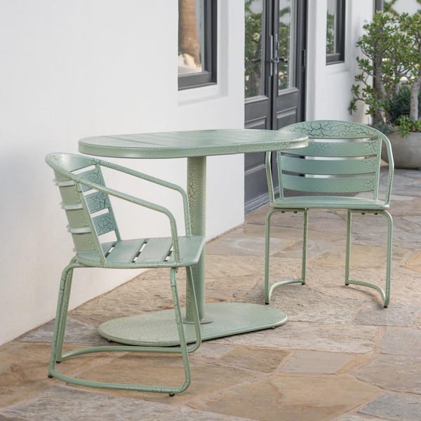 Unbranded 3-Piece Metal Outdoor Bistro Set, Balcony Table and Chair Set, Outdoor Leisure Set, Patio Garden Furniture Set in Green