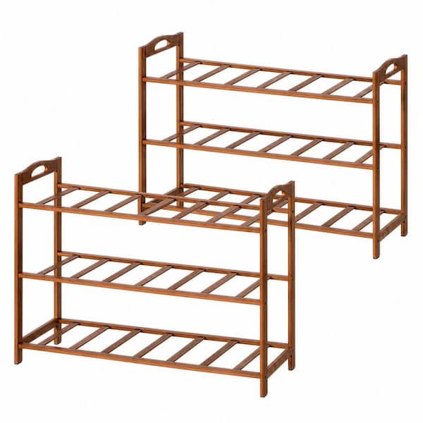 27-in. H 6-Pair Natural Bamboo Shoe Rack