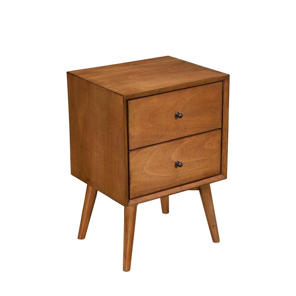 Flynn Acorn Brown Mahogany 2-Drawer Nightstand, 18"W x 15"D x 26"H