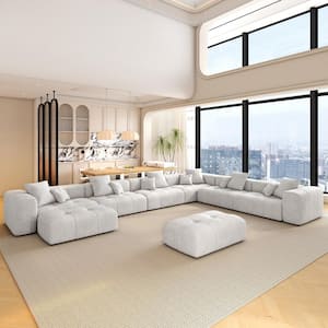 Oversized 184 in. W Linen 8-Piece Modular Sectional Sofa Free Combination Living Room Set in. Beige
