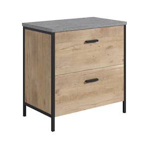 Market Commons Prime Oak Lateral File Cabinet with Metal Frame