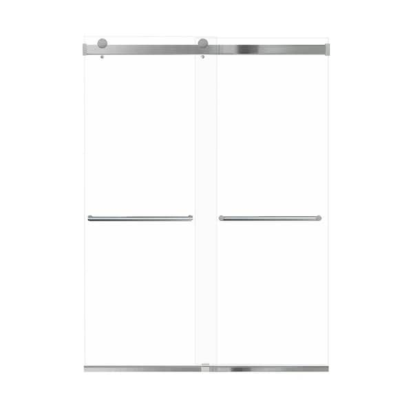 Brianna 60 in. W x 80 in. H Sliding Frameless Shower Door in Polished Chrome with Clear Glass