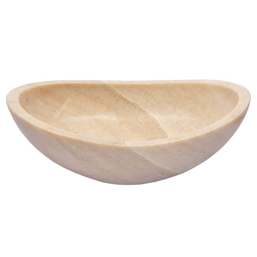 18'' Beige Stone Oval Vessel Bathroom Sink