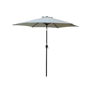 9 ft. Metal Market Patio Umbrella with Push Button Tilt and Crank in Frozen Dew