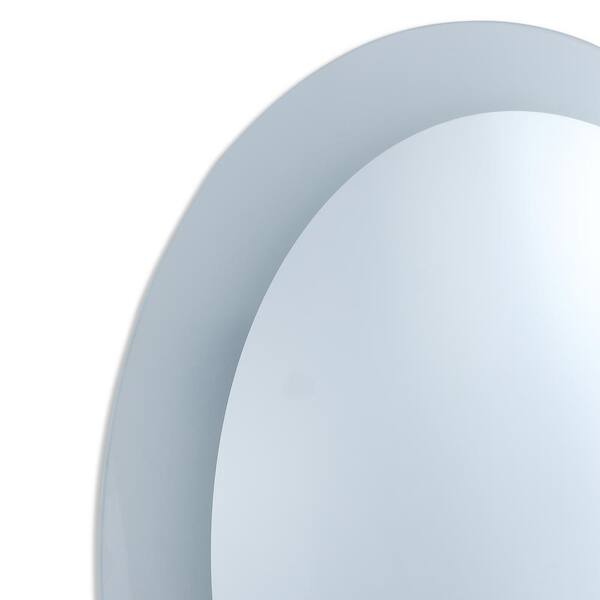 Vanityfus 24 In W X 24 In H Framed Round Led Light Bathroom Vanity Mirror In White Vf C C24 U01 The Home Depot